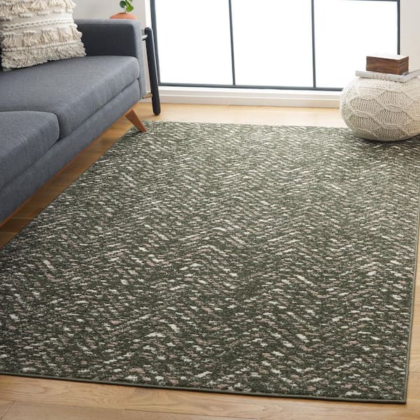 Adirondack Dark Green/Ivory 6 ft. x 6 ft. Chevron Marle Square Area Rug