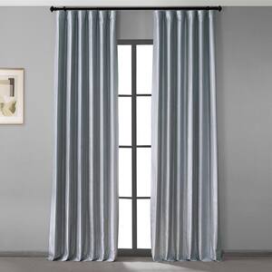 Simply Silver Gray Vintage Dupioni Hotel Blackout Curtain - 50 in. W x 96 in. L (1 Panel)