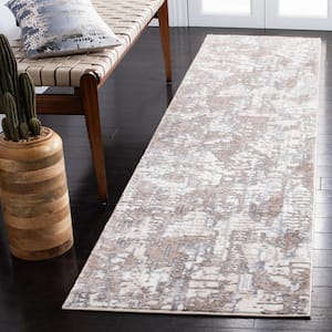 Lagoon Ivory/Gray 2 ft. x 9 ft. Abstract Distressed Runner Rug