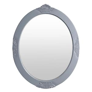 30 in. W x 38 in. H Framed Oval Beveled Edge Bathroom Vanity Mirror in antique gray