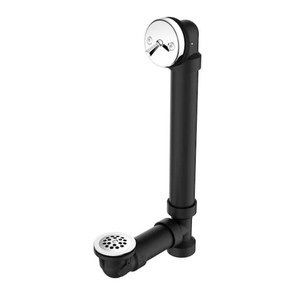 PF WaterWorks Chrome Trim Trip Lever Bathtub Drain - Sch. 40 Black ABS