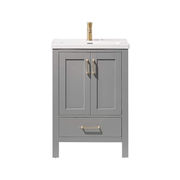 Roswell Gela 24 In Bath Vanity Grey, 24 Inch Grey Bathroom Vanity With Drawers