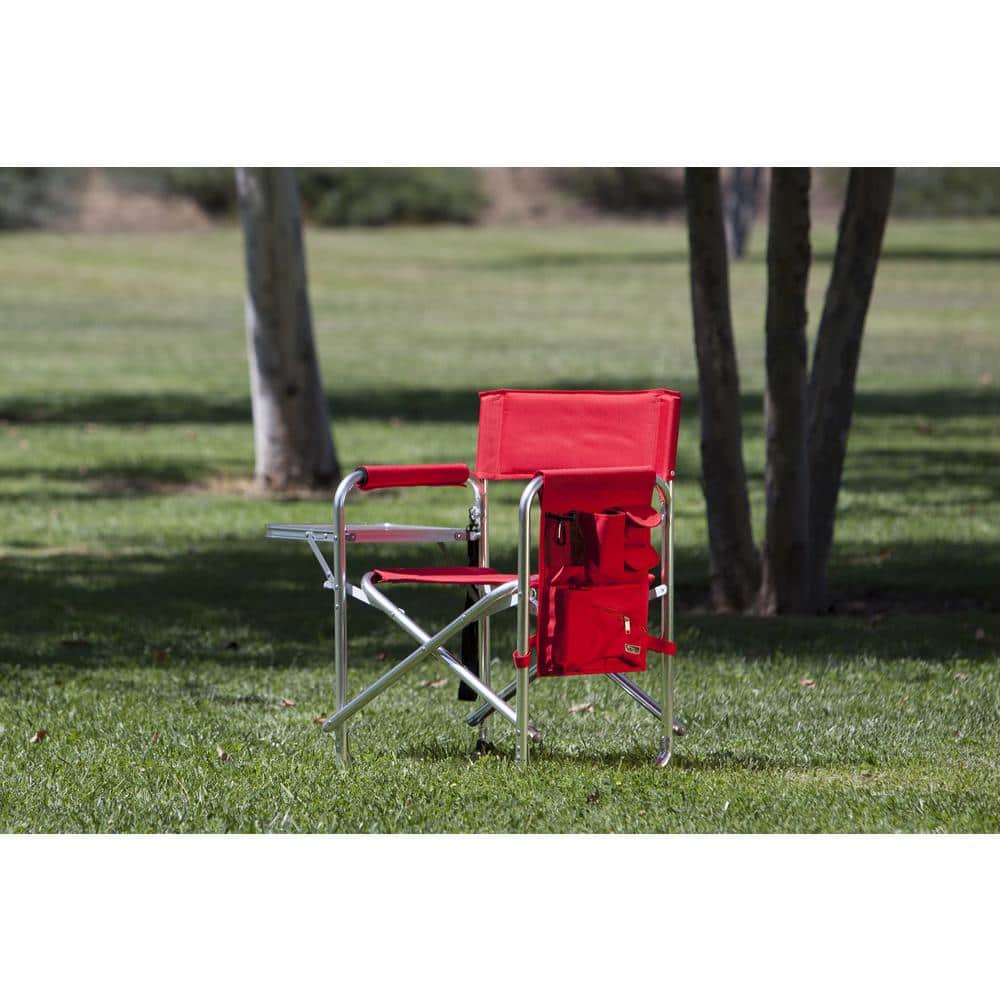 Red Aluminum Portable Camping Chair with Side Table