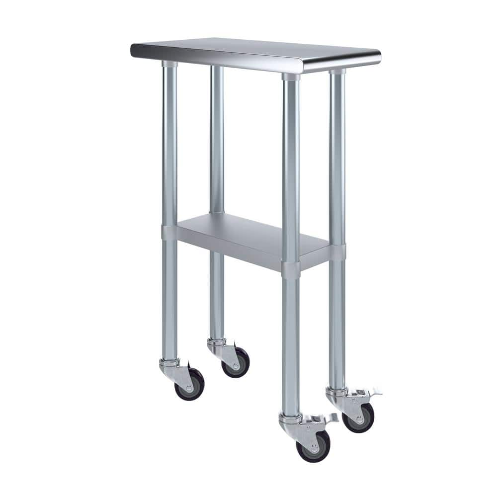 24" Stainless Steel Utility Work Table with Casters and Undershelf
