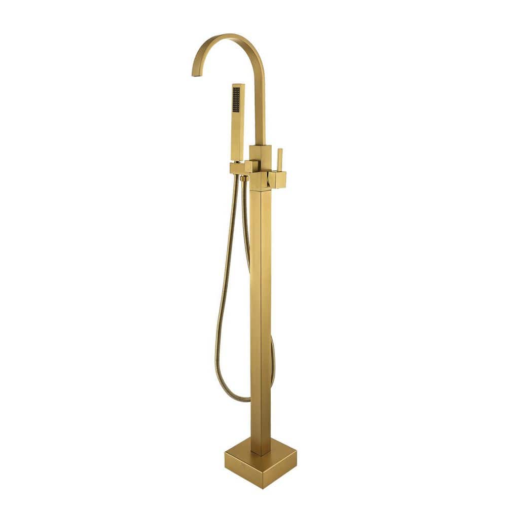 Single-Handle Classical Freestanding Bathtub Faucet with Hand Shower in Brushed Brass price history on PriceWatchPro