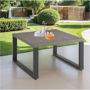 HUMMUH Valenta Gray Table Shape Metal Outdoor Side Table