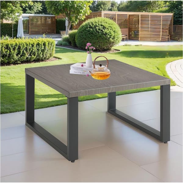 Gymojoy Valenta Gray Square Metal Outdoor Side Table