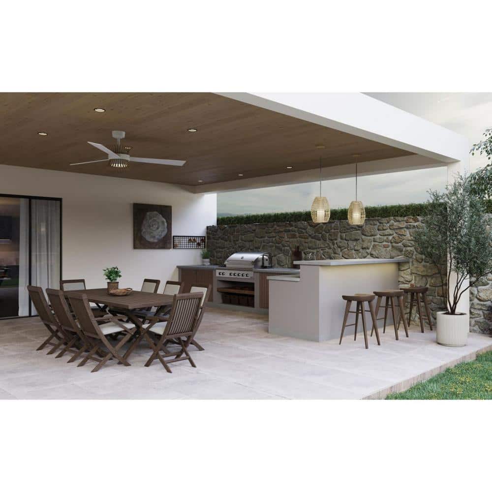 Satin White 56" LED Ceiling Fan with Remote and Light
