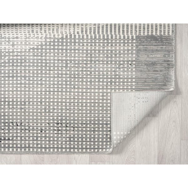 Celeste 4 ft. x 4 ft. Grey Tones Square Abstract Washable Area Rug