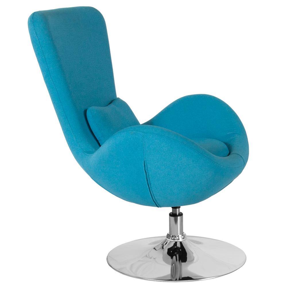 Aqua Fabric High Back Swivel Reception Chair with Chrome Base