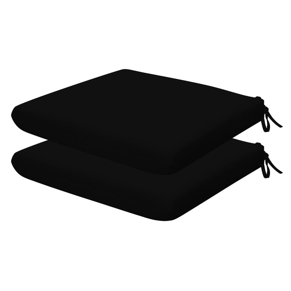 Outdoor Universal Dining Seat Cushion Sunbrella Canvas Black (Set of 2)