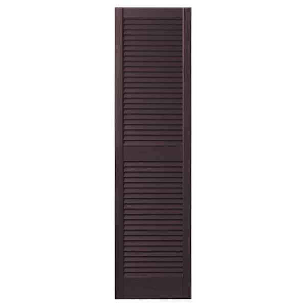 Ply Gem 12 in. x 59 in. Open Louvered Polypropylene Shutters Pair in Winestone
