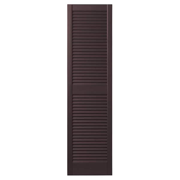 Ply Gem 15 in. x 47 in. Open Louvered Polypropylene Shutters Pair in Winestone
