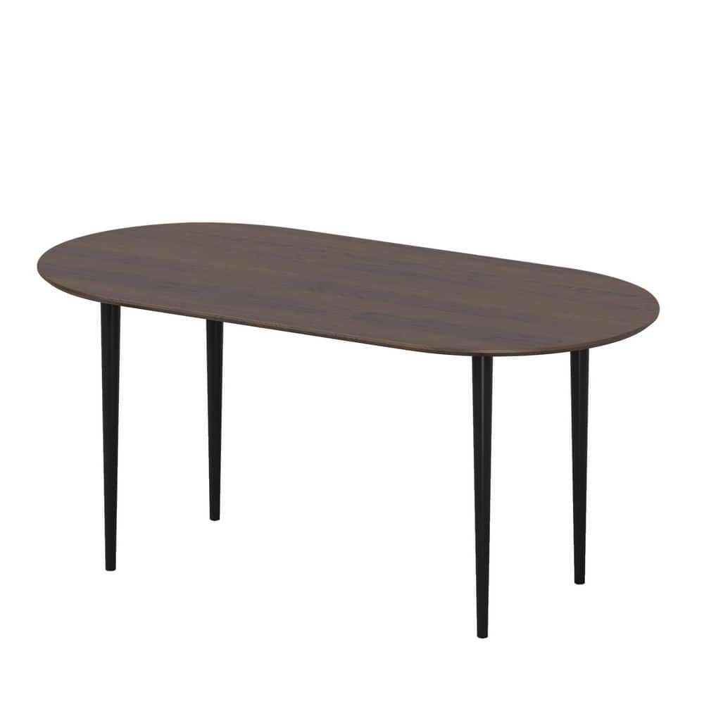 Oval Walnut Solid Wood 67 in. Kitchen Tables 4 Legs Dining Table Seats 6