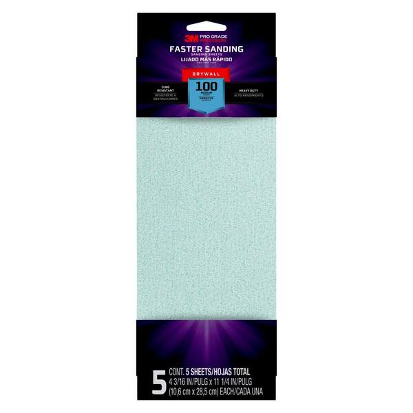 3m 4 3 16 In X 11 1 4 In 100 Grit Drywall Sanding Sheets 5 Pack 9094pgp Cc P The Home Depot