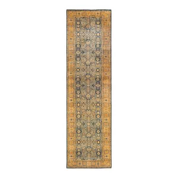 Solo Rugs Mogul One-of-a-Kind Traditional Blue 4 ft. 2 in. x 15 ft. 5 in. Oriental Area Rug