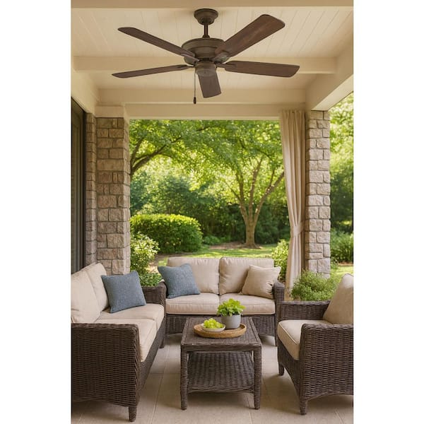 Hinkley Metro 52" 3-Speed Indoor/Outdoor Dual Mount Ceiling Fan, Metallic Matte Bronze
