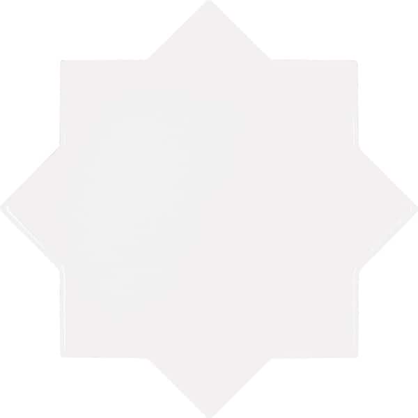 Apollo Tile Siena White 5.35 in. x 5.35 in. Glossy Ceramic Star-Shaped Wall and Floor Tile Sample (0.2 Sq. ft./case) (1-pack)
