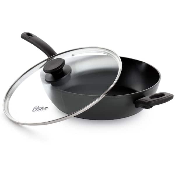 Oster 3.5 Quart Nonstick Aluminum Saute Pan with Lid in Gray - On