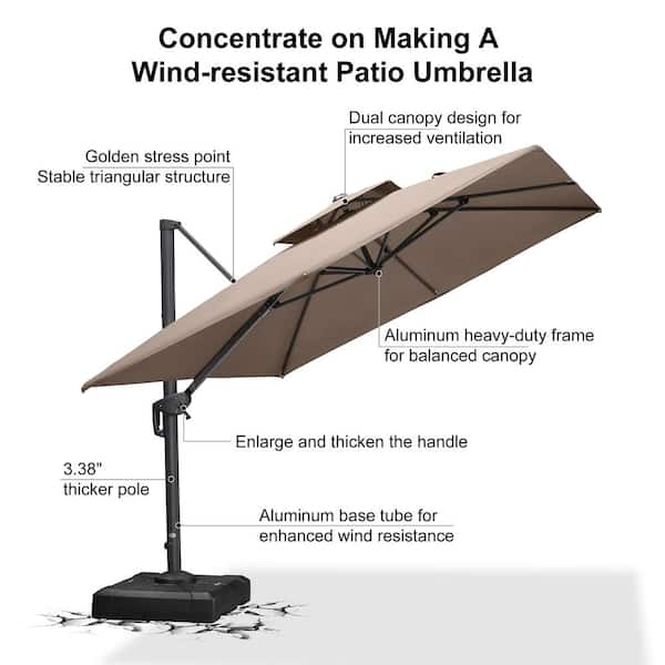 heavy duty wind resistant cantilever patio umbrella Wind-Resistant 12 ft Large resistant and tear resistant sunshade fabric PURPLE LEAF Patio Umbrella 10'