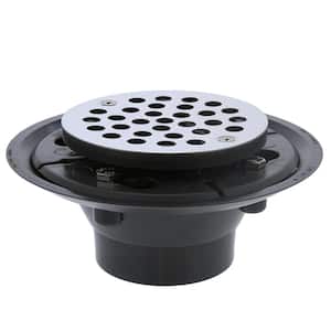2 in. x 3 in. PVC Shower Drain/Floor Drain with 4 in. Stainless Steel Round Strainer-Fits Over 2 in. Sch. 40 DWV Pipe