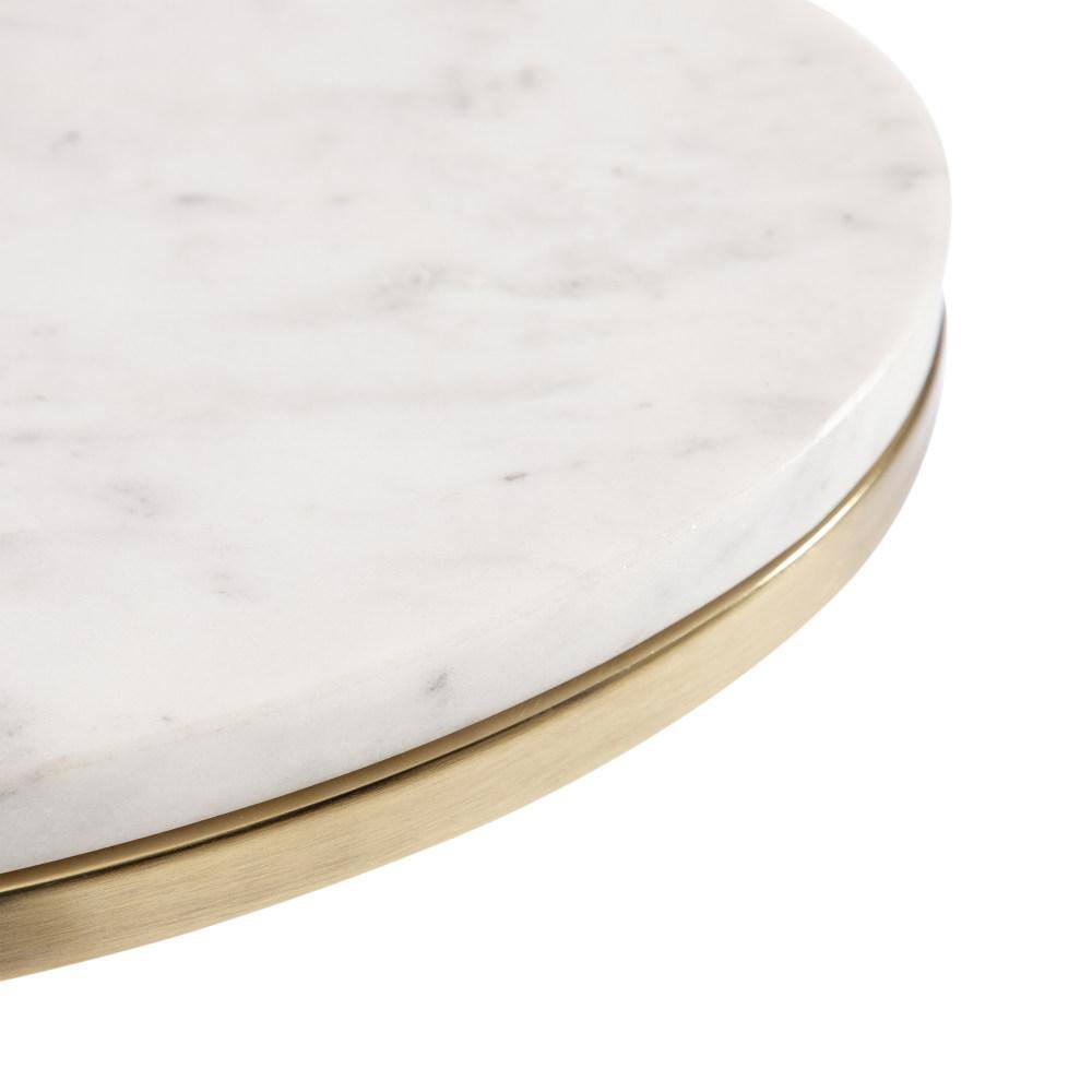 Gold Oval Marble Top C-Shaped Side Table