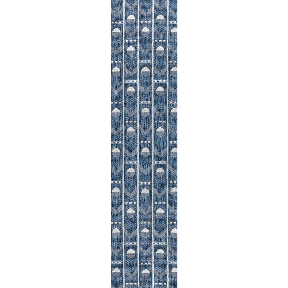 Soren Modern Geometric Navy/Cream 2 ft. x 8 ft. Indoor/Outdoor Runner Rug price history on PriceWatchPro