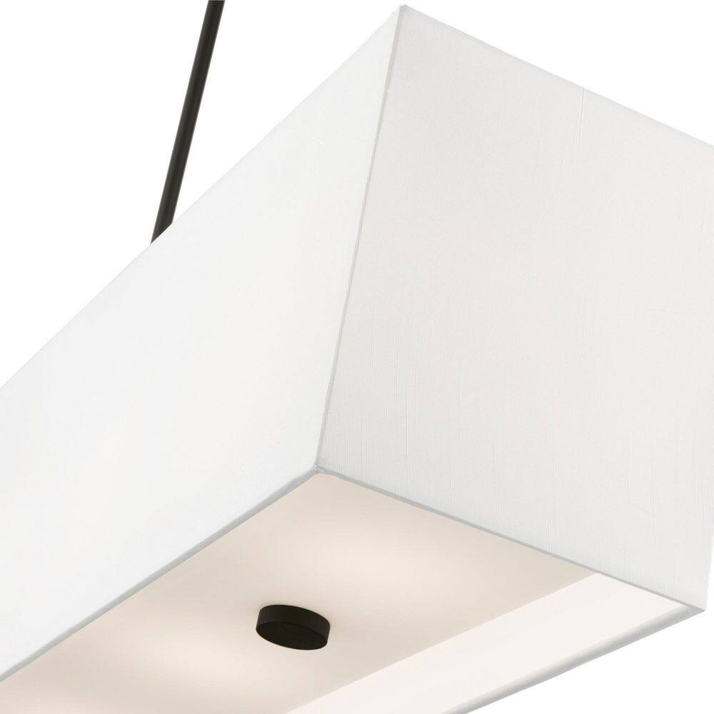 Summit Modern Linear Black Chandelier with Off-White Shade