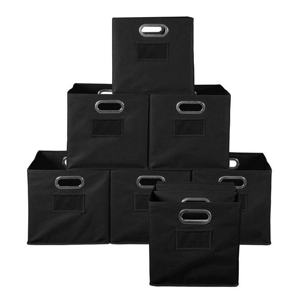 Regency HDCHTOTE12PKBK 12 in. H x 12 in. W x 12 in. D Black Fabric Cube Storage Bin 12-Pack - 2