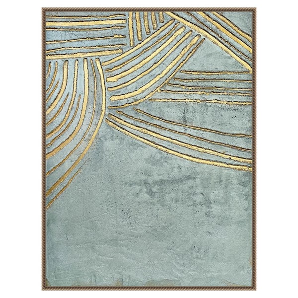 Amanti Art "Ancient Gold Sun" by Alyson Storms 1-Piece Floater Frame Giclee Abstract Canvas Art Print 42 in. x 32 in.