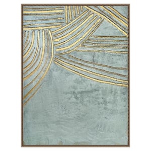 "Ancient Gold Sun" by Alyson Storms 1-Piece Floater Frame Giclee Abstract Canvas Art Print 42 in. x 32 in.