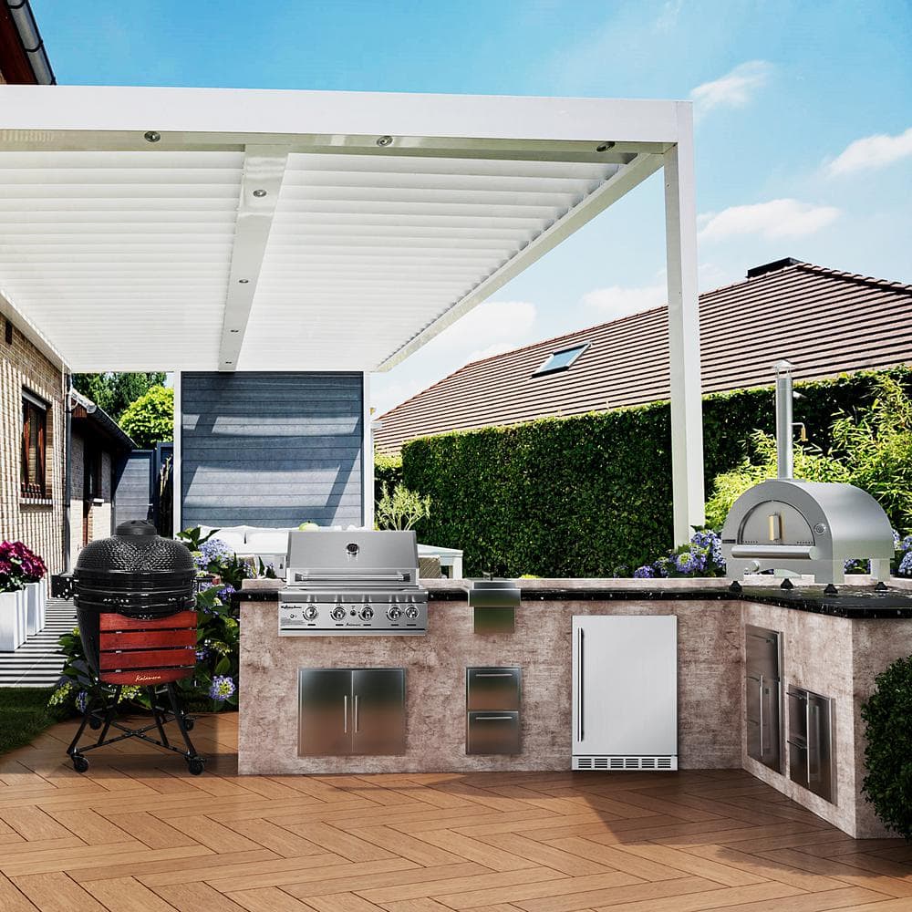 Kalamera 18'' Red Ceramic Kamado Charcoal Grill with Folding Shelves