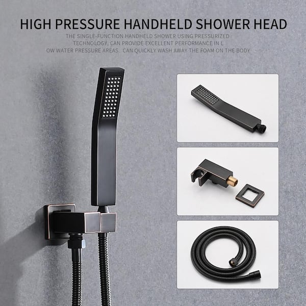 1-Spray Patterns 9.8 in. Wall Mount Dual Fixed and Handheld Shower Head with 1.8 GPM in Oil-Rubbed Bronze