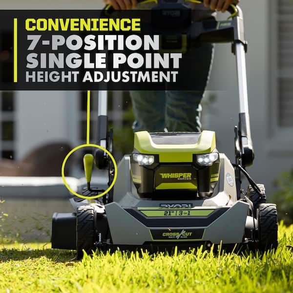 RYOBI - 40V HP Brushless Whisper Series 21" Walk Behind Self-Propelled All Wheel Drive Lawn Mower - Trimmer 3 Batteries Chargers