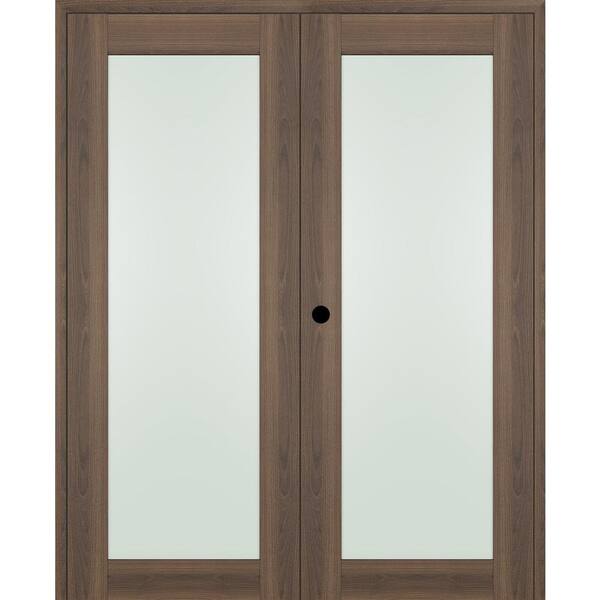 Belldinni Vona 207 36"x 84" Right Hand Active Full Lite Frosted Glass Veralinga Oak Wood Composite Double Prehung French Door