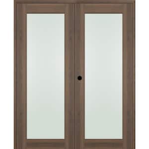 Vona 207 48"x 84" Right Hand Active Full Lite Frosted Glass Veralinga Oak Wood Composite Double Prehung French Door