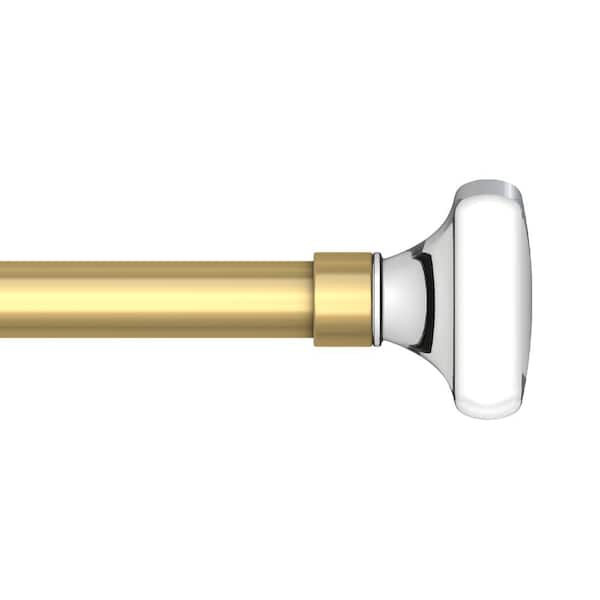 36 in. - 66 in. Telescoping 3/4 in Single Rod Set in Gold with Acryclic Square Finial