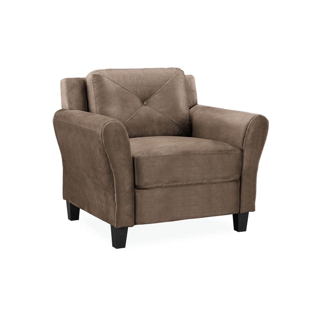 Harvard Brown Microfiber Accent Chair with Wood Frame