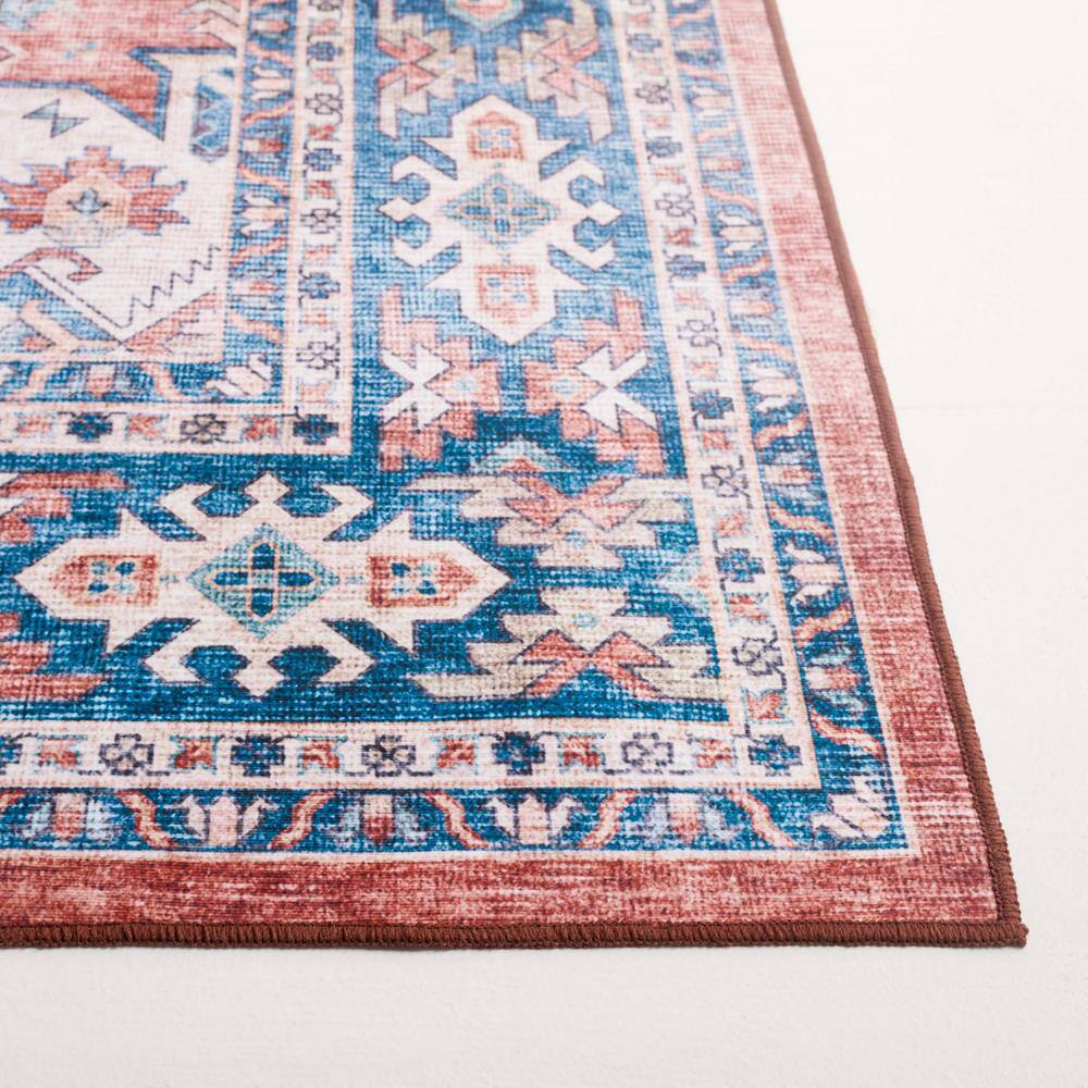 Arizona Blue Rust Washable Synthetic Area Rug 3' x 5'