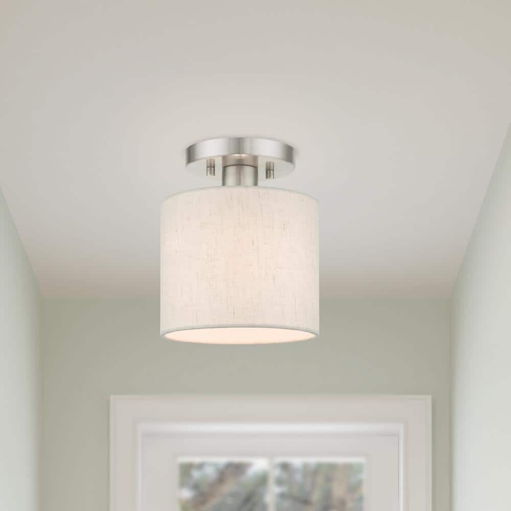 Meadow Brushed Nickel Petite Drum LED Semi-Flush Mount