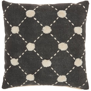 Lifestyles Charcoal Geometric 20 in. x 20 in. Throw Pillow