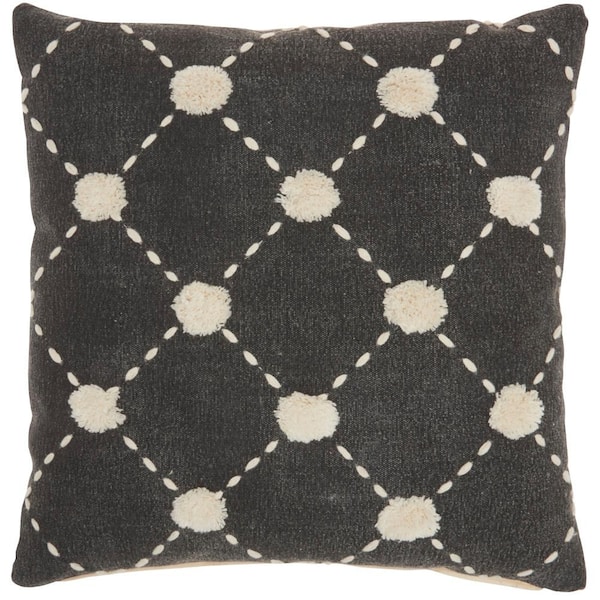 Mina Victory Lifestyles Charcoal Geometric 20 in. x 20 in. Throw Pillow