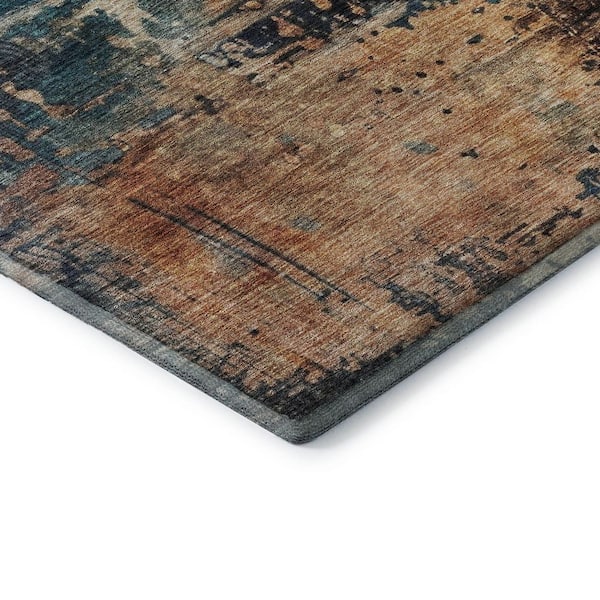 Mayfield Premium Machine Washable Abstract AMF1206 Teal 3 ft. x 4 ft. Area Rug