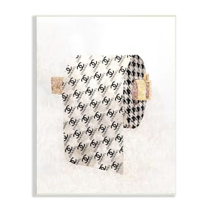 Stupell Industries Elegant Black Bow Heals on Glam Designer Bookstack Wall Art, 13 x 19, White