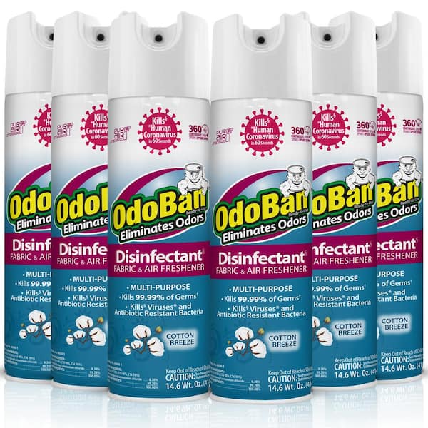 OdoBan 14.6 oz. Cotton Breeze Multi-Purpose Disinfectant Spray, Odor Eliminator, Sanitizer, Fabric and Air Freshener 6 Pack