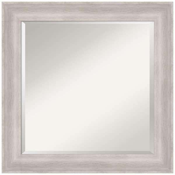 Amanti Art Beachwood Grey 25 in. x 25 in. Beveled Coastal Square Wood Framed Bathroom Wall Mirror in Gray