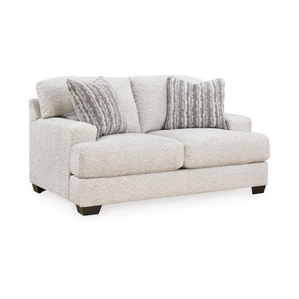 Benjara 68 in. Gray and Black Solid Print Polyester 2-Seater Loveseat with 2 Pillows