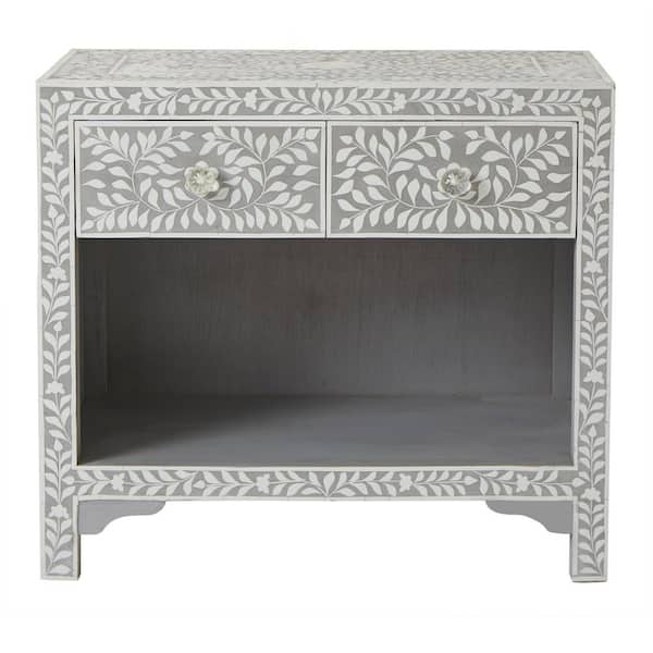 Home Decorators Collection Dhara Bone 2-Drawer Pantone Grey Nightstand