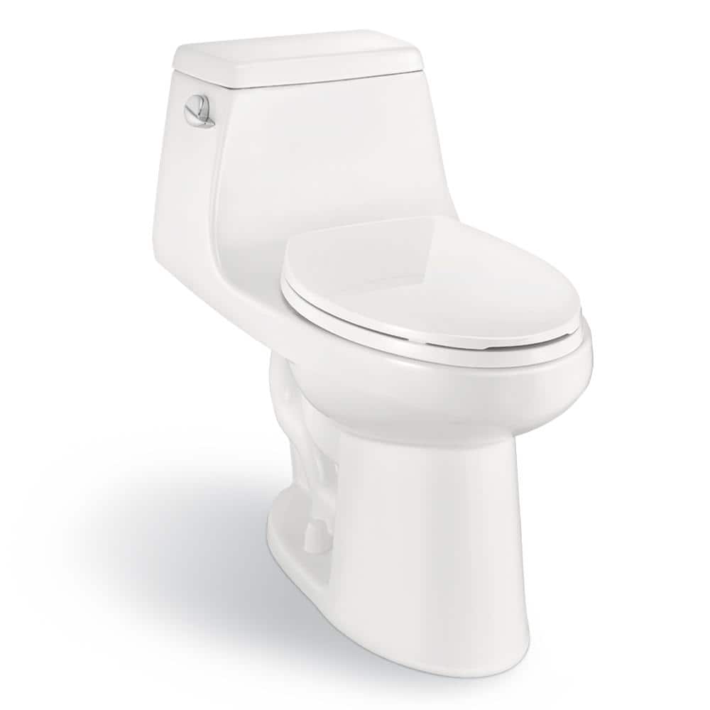 Glacier Bay 1 Piece 1 28 Gpf High Efficiency Single Flush Elongated Toilet In White Seat Included N24e Sf The Home Depot