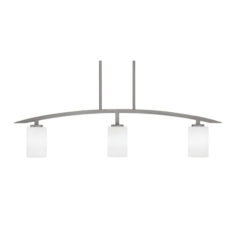 Siena 41 in. 3-Light Graphite Chandelier with 4 in. White Muslin Glass Shad